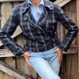 Luca Venturini Navy Plaid Wool Jacket